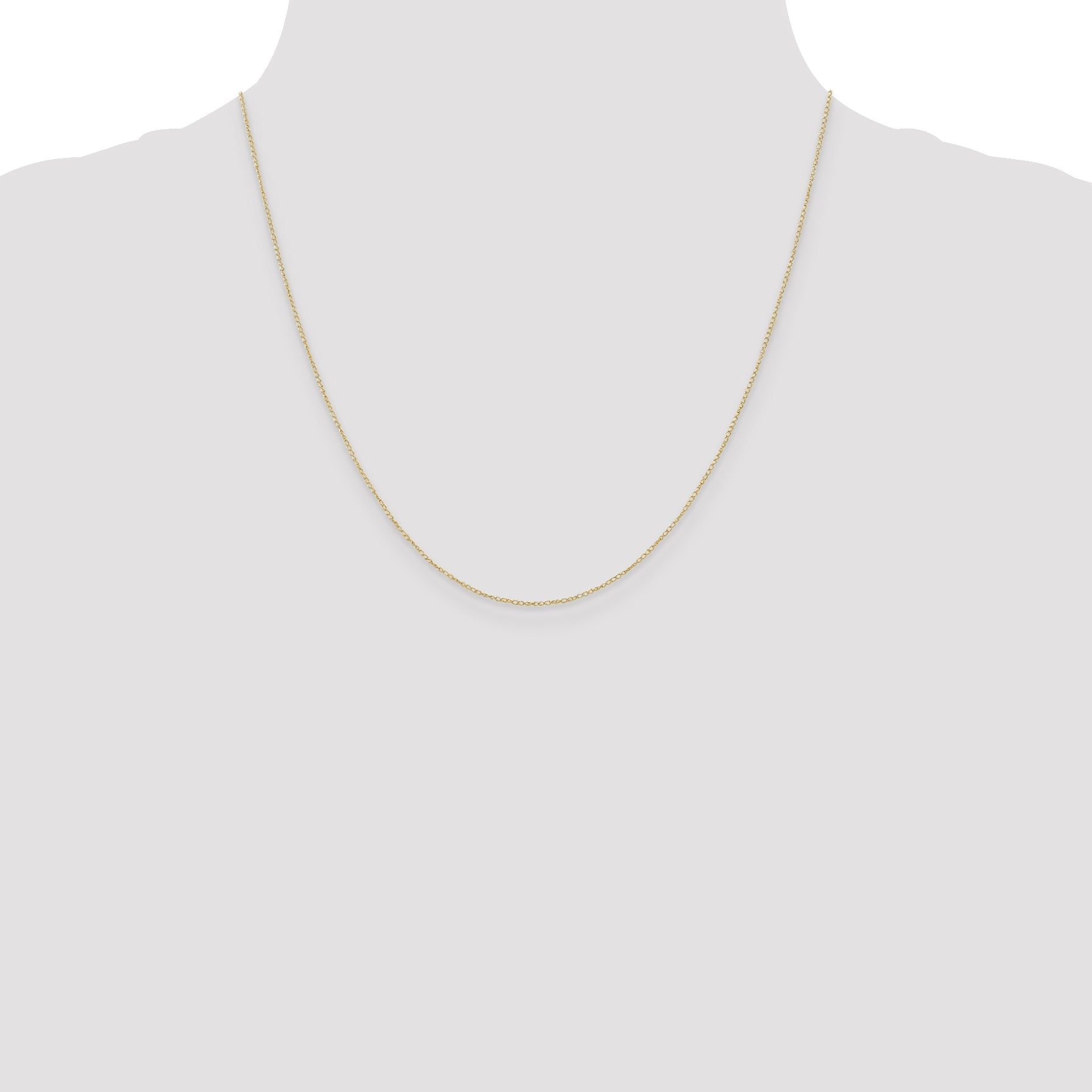 2 Inch 10K Yellow Gold .42mm Carded Curb Chain Necklace