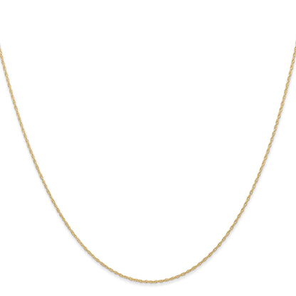 18 Inch 10K Yellow Gold .6 mm Carded Cable Rope Chain Necklace
