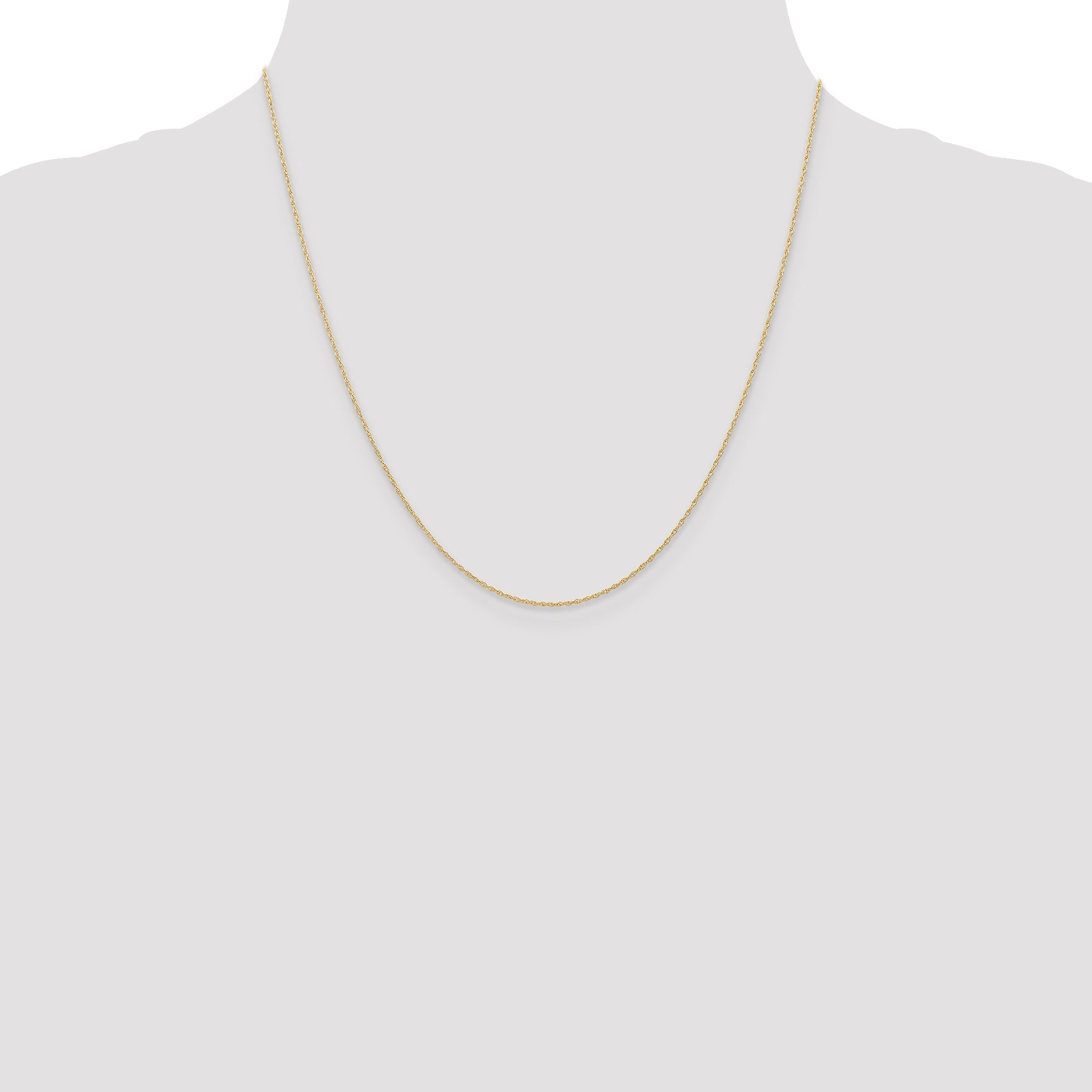 2 Inch 10K Yellow Gold .6 mm Carded Cable Rope Chain Necklace