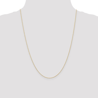 24 Inch 10K Yellow Gold .6 mm Carded Cable Rope Chain Necklace