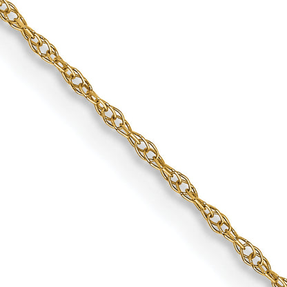 16 Inch 10K Yellow Gold .6 mm Carded Cable Rope Chain Necklace