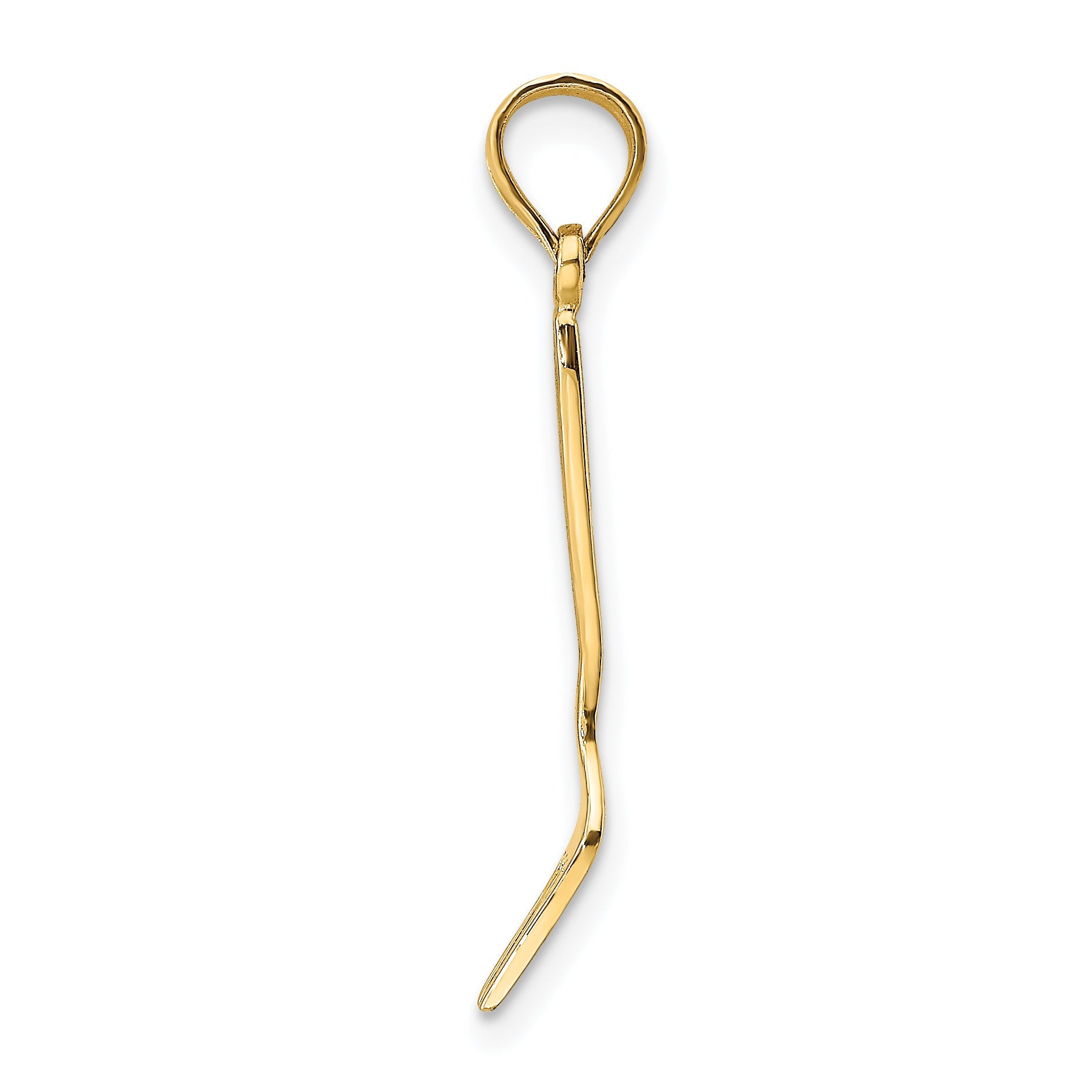 10K Yellow Gold 10K W/ Black Enamel 3-D Table Fork Charm