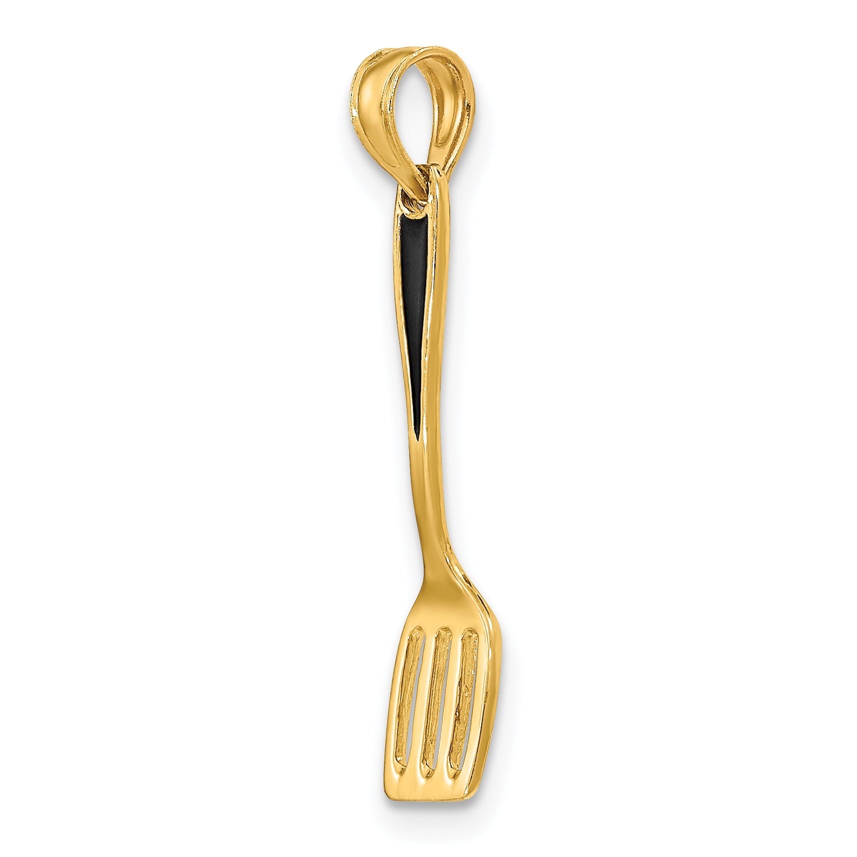 10K Yellow Gold 10K W/ Black Enamel 3-D Spatula Charm