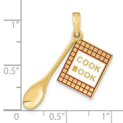 10K Yellow Gold 10K W/Enamel 3-D Cook Book And Spoon Charm