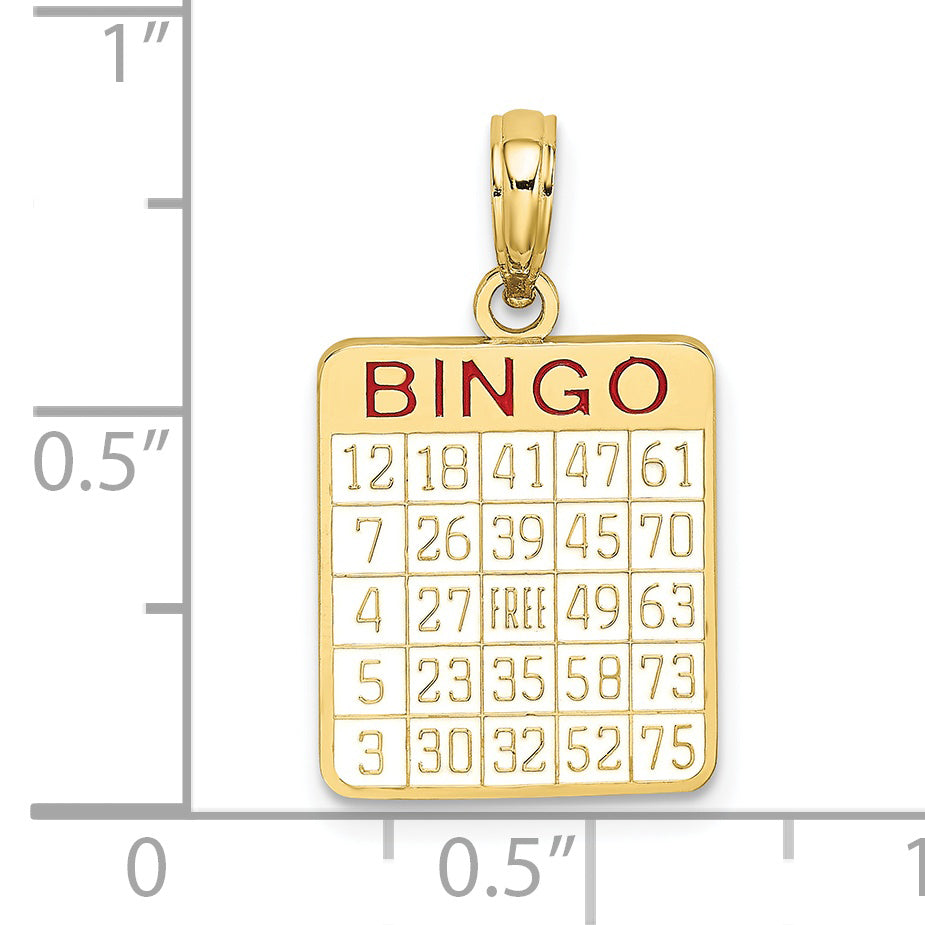 10K Yellow Gold 10K W/ Enamel Bingo Card Charm
