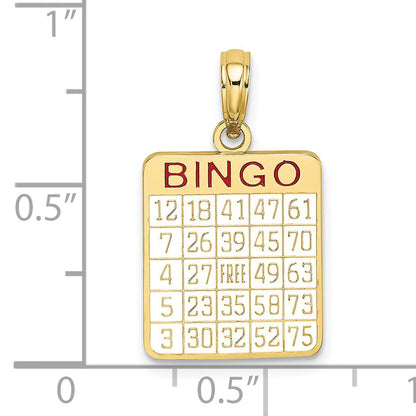 10K Yellow Gold 10K W/ Enamel Bingo Card Charm