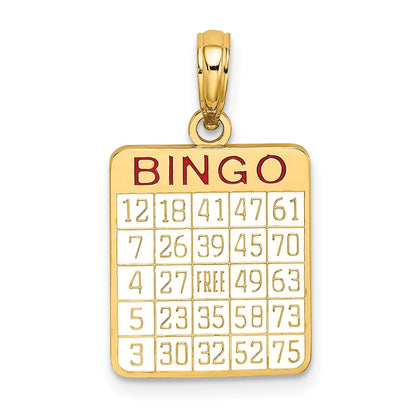 10K Yellow Gold 10K W/ Enamel Bingo Card Charm
