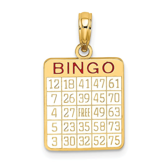 10K Yellow Gold 10K W/ Enamel Bingo Card Charm