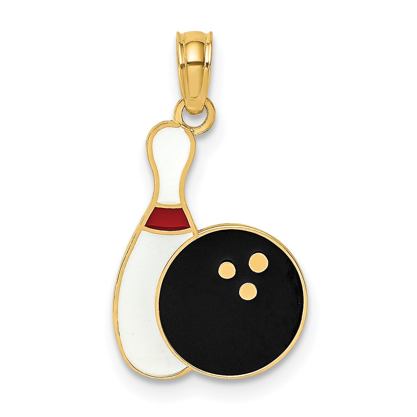 10K Yellow Gold 10K Enamel Bowling Ball And Pin Charm