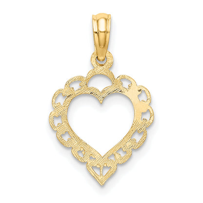 10K Yellow Gold 10K Heart W/ Lace Trim Charm
