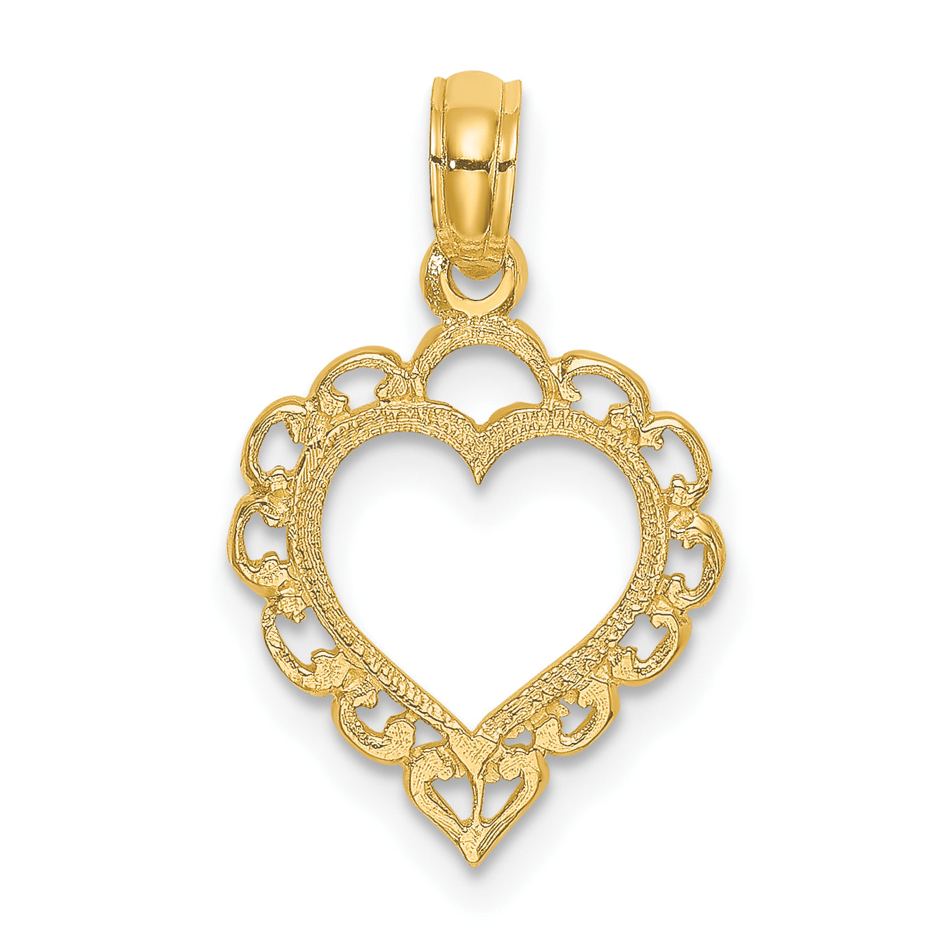 10K Yellow Gold 10K Heart W/ Lace Trim Charm
