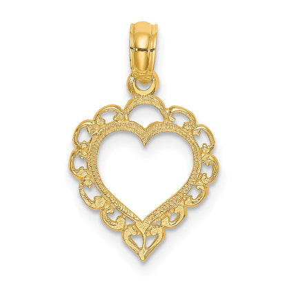 10K Yellow Gold 10K Heart W/ Lace Trim Charm