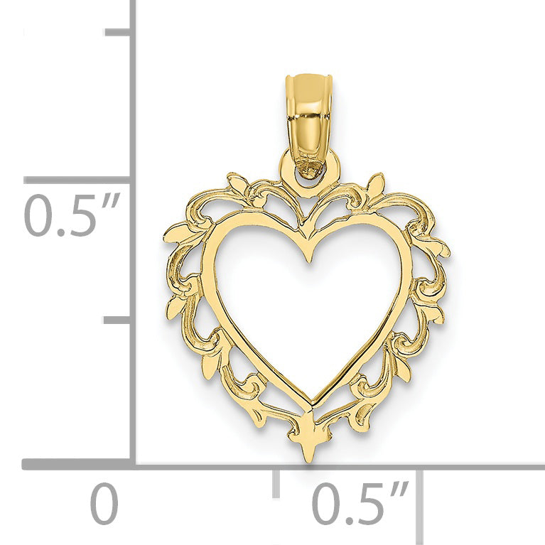 10K Yellow Gold 10K Heart W/ Lace Trim Charm