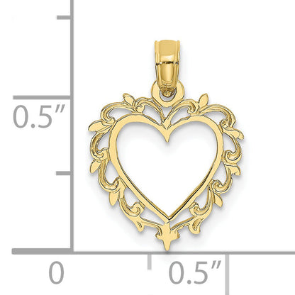 10K Yellow Gold 10K Heart W/ Lace Trim Charm