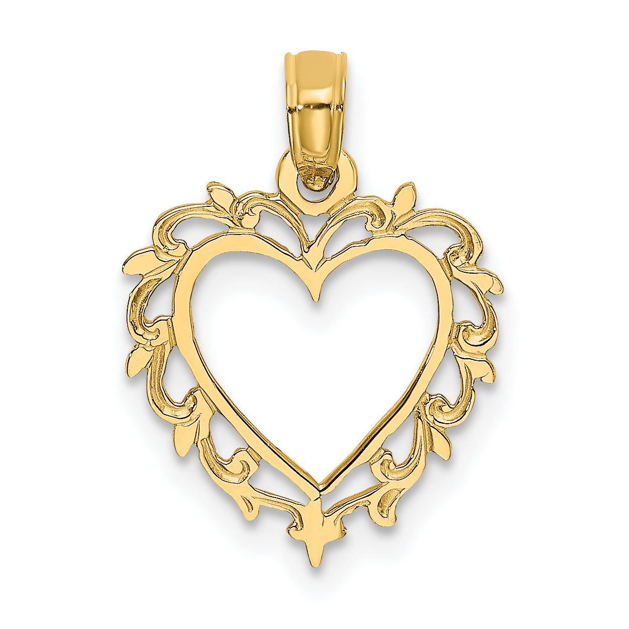 10K Yellow Gold 10K Heart W/ Lace Trim Charm