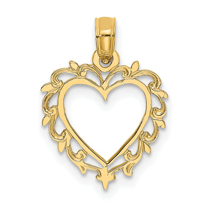 10K Yellow Gold 10K Heart W/ Lace Trim Charm