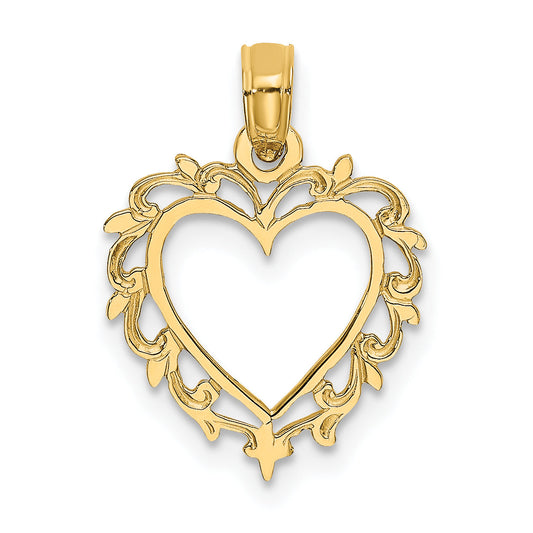 10K Yellow Gold 10K Heart W/ Lace Trim Charm