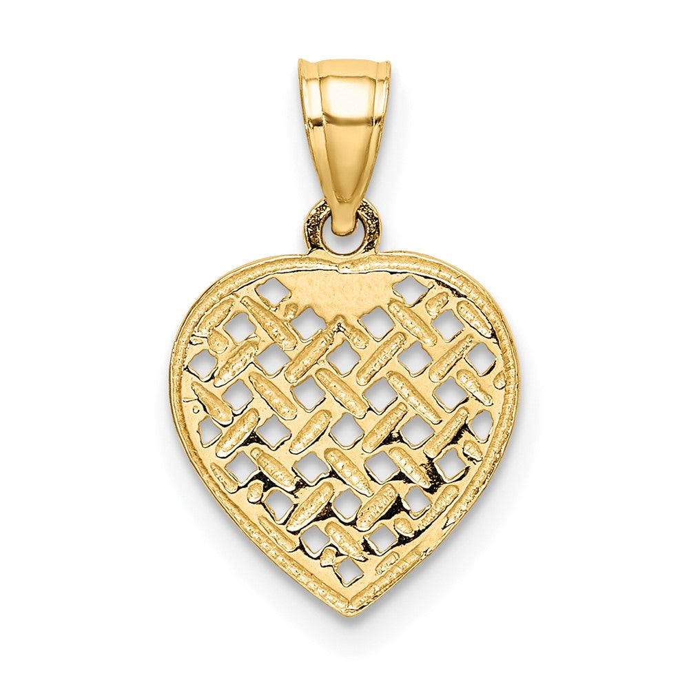 10K Yellow Gold 10K Cut-Out Textured Woven Heart Charm