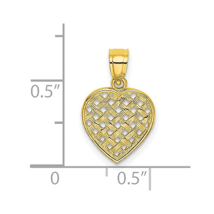 10K Yellow Gold 10K Cut-Out Textured Woven Heart Charm