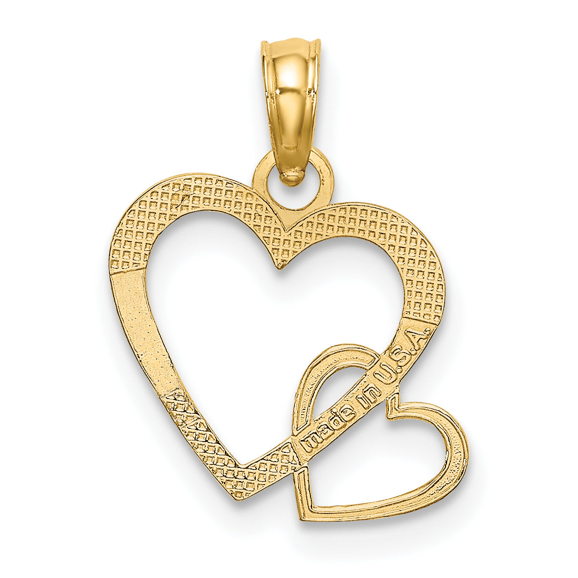 10K Yellow Gold 10K Flat Two Hearts Intertwined Charm