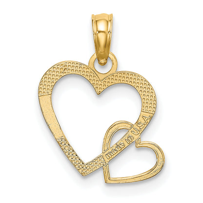 10K Yellow Gold 10K Flat Two Hearts Intertwined Charm