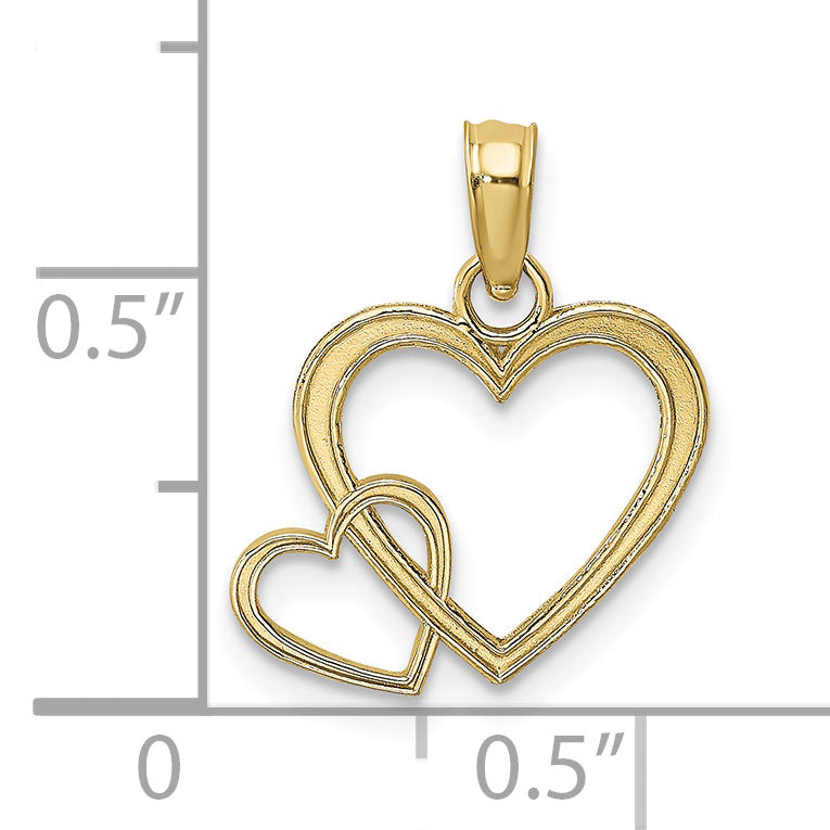 10K Yellow Gold 10K Flat Two Hearts Intertwined Charm