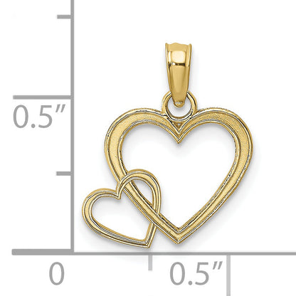 10K Yellow Gold 10K Flat Two Hearts Intertwined Charm
