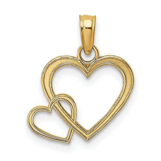 10K Yellow Gold 10K Flat Two Hearts Intertwined Charm