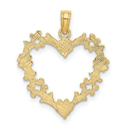 10K Yellow Gold 10K Cut-Out Floral Heart Charm