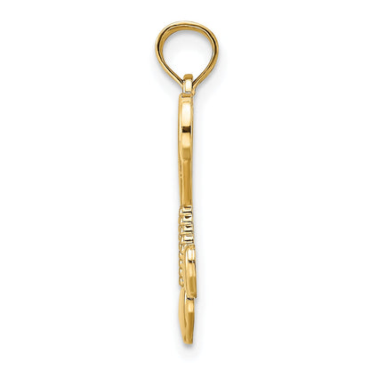 10K Yellow Gold 10K Polished Heart W/ Double Beaded Tassle Charm