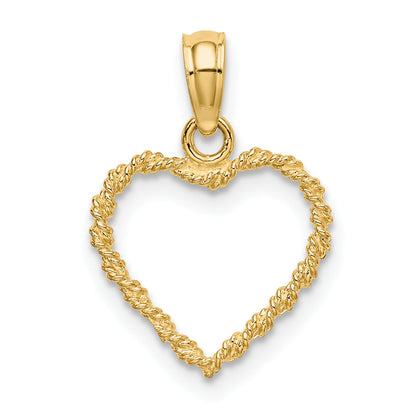 10K Yellow Gold 10K 3-D Rope Heart Charm