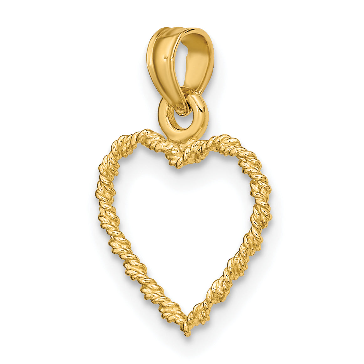 10K Yellow Gold 10K 3-D Rope Heart Charm