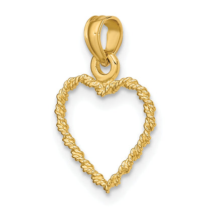 10K Yellow Gold 10K 3-D Rope Heart Charm