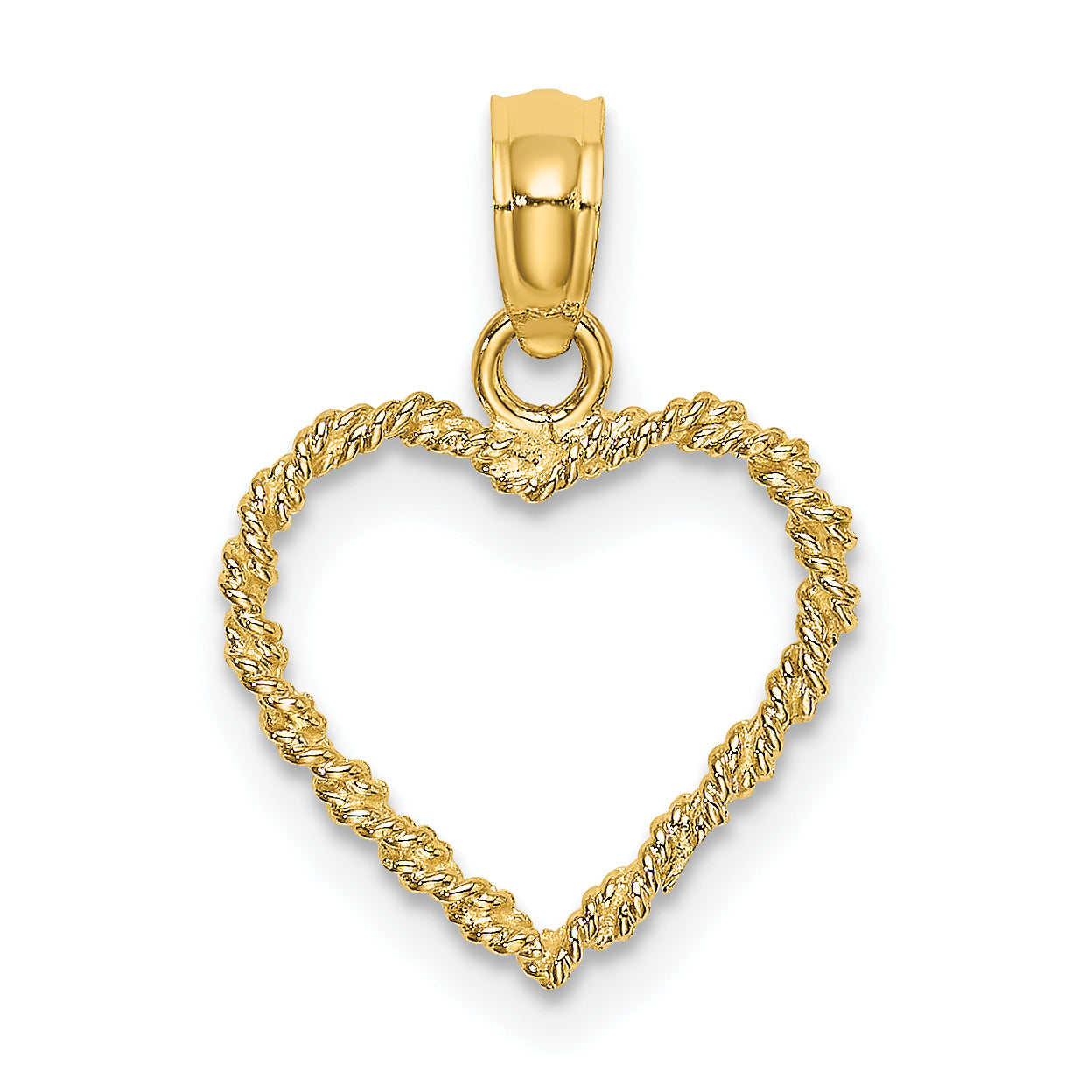 10K Yellow Gold 10K 3-D Rope Heart Charm