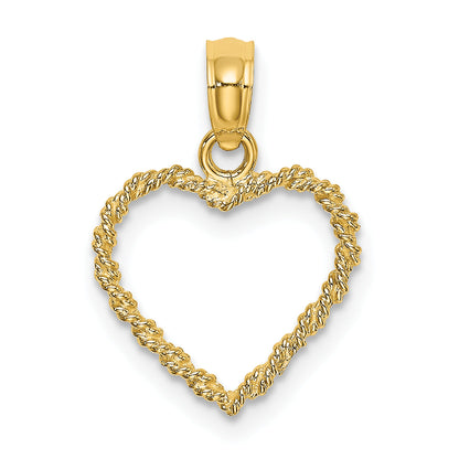 10K Yellow Gold 10K 3-D Rope Heart Charm