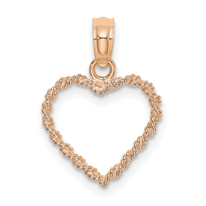 10K Rose Gold 10K 3D Polished Rope Heart Pendant