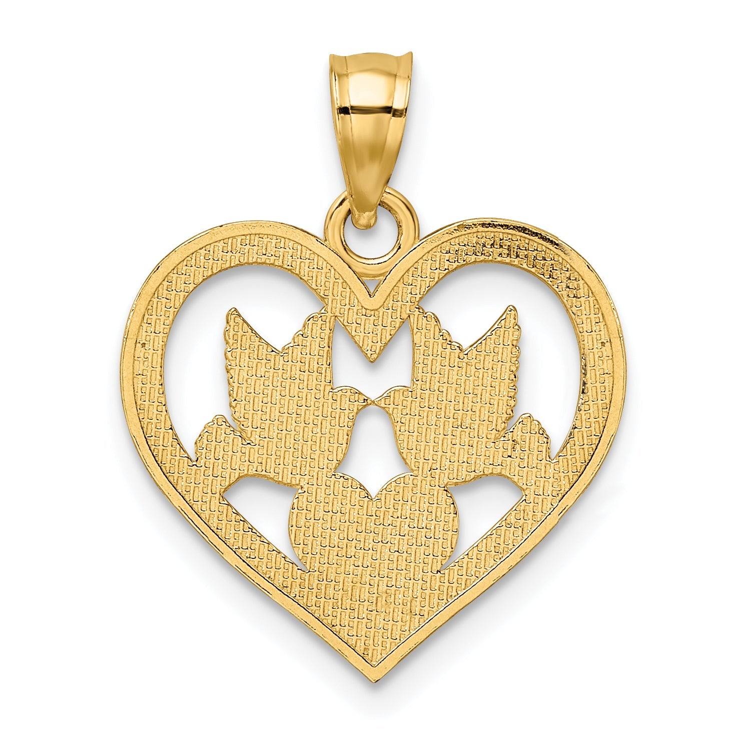 10K Yellow Gold 10K Doves In Heart Charm