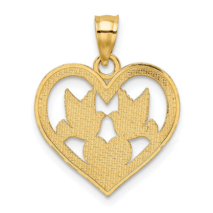 10K Yellow Gold 10K Doves In Heart Charm