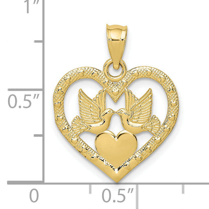 10K Yellow Gold 10K Doves In Heart Charm