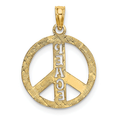 10K Yellow Gold 10K Flat Textured Peace Sign Charm