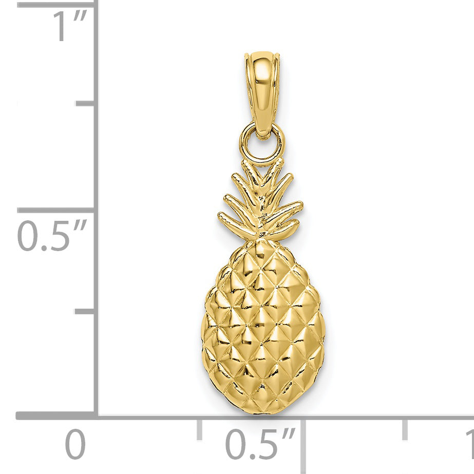 10K Yellow Gold 10K Textured Pineapple Charm