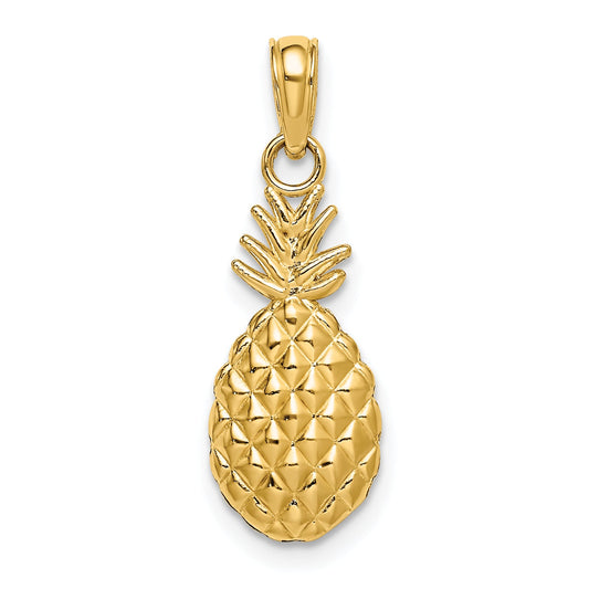 10K Yellow Gold 10K Textured Pineapple Charm