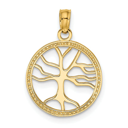 10K Yellow Gold 10K Small Tree Of Life In Round Frame Charm