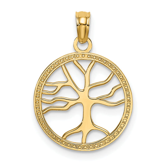 10K Yellow Gold 10K Small Tree Of Life In Round Frame Charm