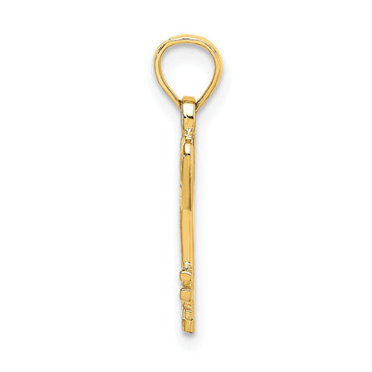 10K Yellow Gold Key W/ Heart Charm