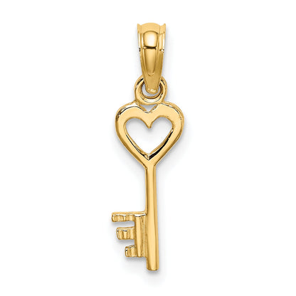 10K Yellow Gold Key W/ Heart Charm