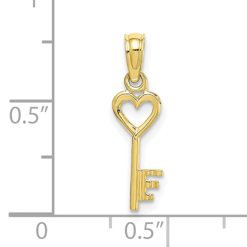 10K Yellow Gold Key W/ Heart Charm