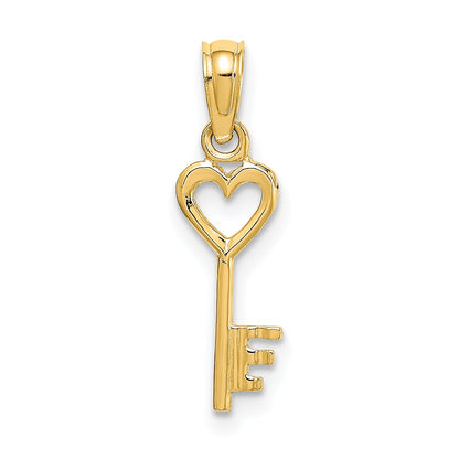 10K Yellow Gold Key W/ Heart Charm