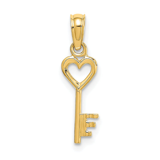 10K Yellow Gold Key W/ Heart Charm