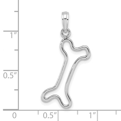 10K White Gold 10K Cut-Out Polished Dog Bone Charm